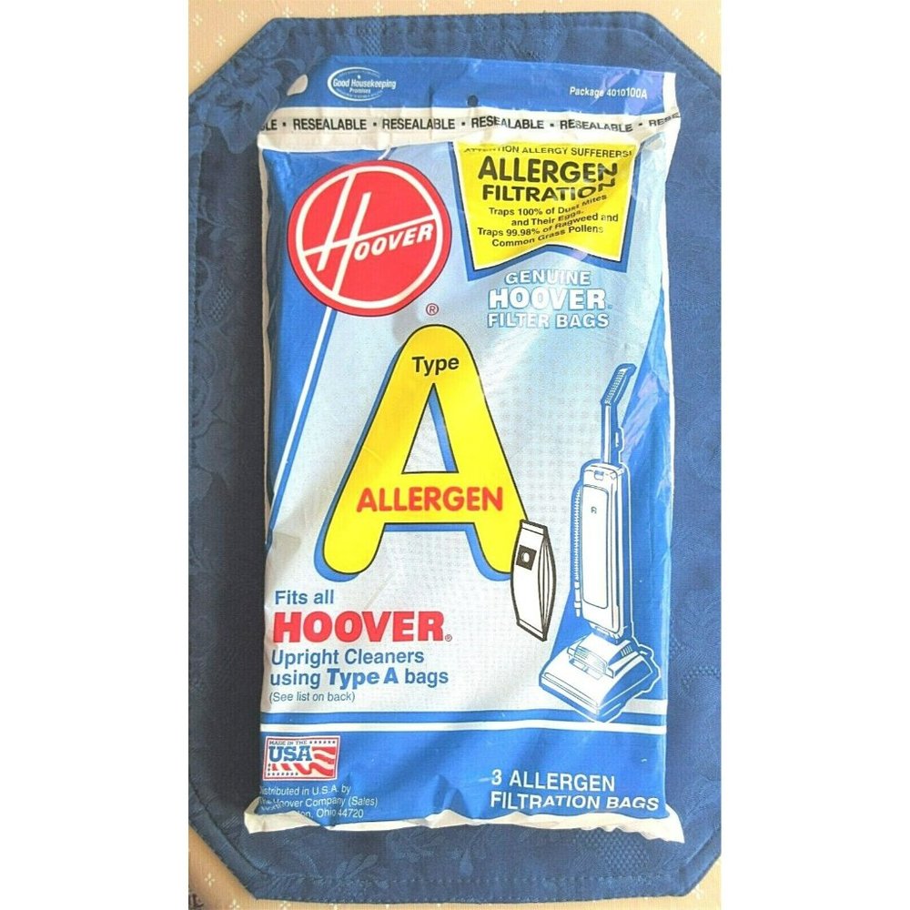 Hoover Vacuum Type A Allergen Filter Bags 3pk USA Factory Sealed New